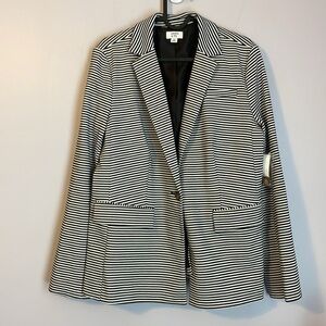Crown & Ivy Essential Signature Black White Striped Blazer size S